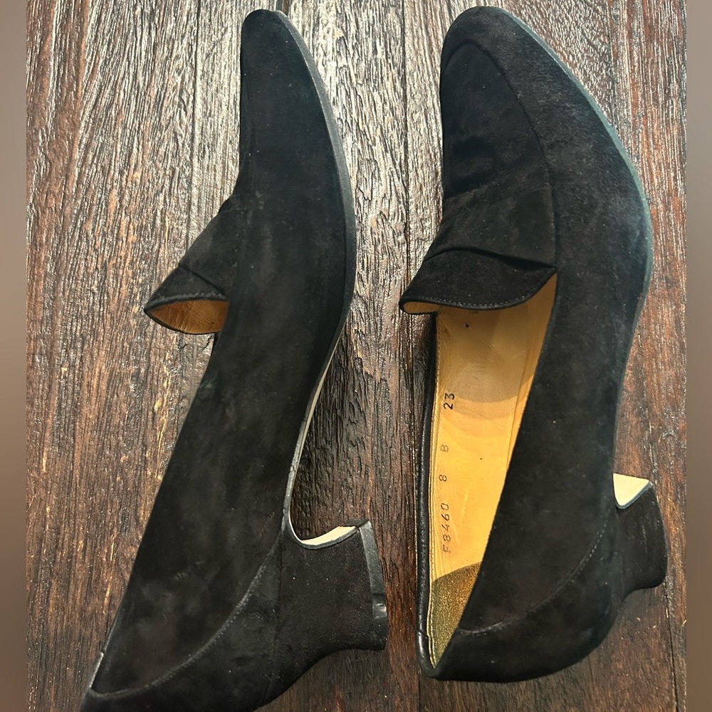 Cole Haan Vintage Black Suede Heeled Made in Italy Loafers - Picture 2 of 8